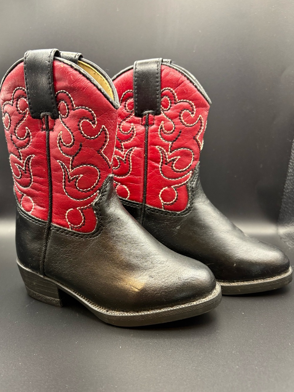 Kids Black and Red Western Cowboy Boots - Classic Style